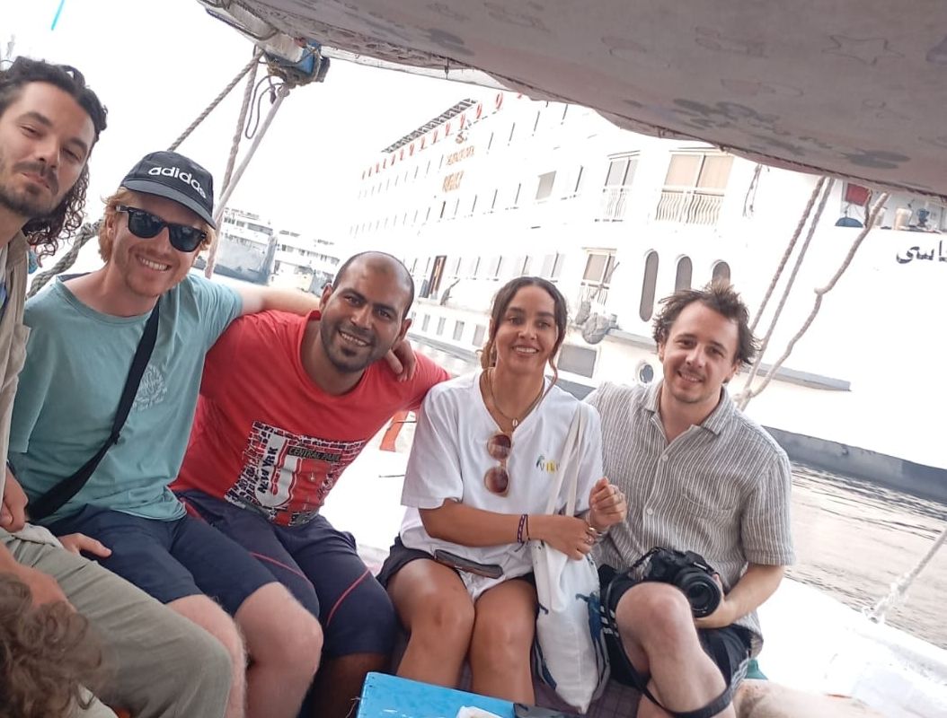 Guests with Tariq on a felucca